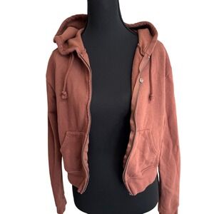 Tilly's Full Tilt Zip Up Sweatshirt Mushroom Brown‎ Casual Goblincore Everyday M